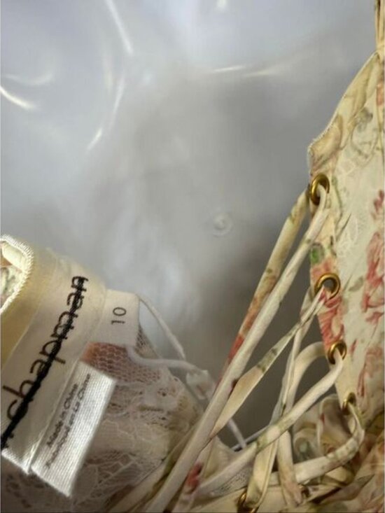 New Anthropologie V. Chapman Carmen Corset Front-Slit Ruffled Gown Size 10 - Picture 12 of 12